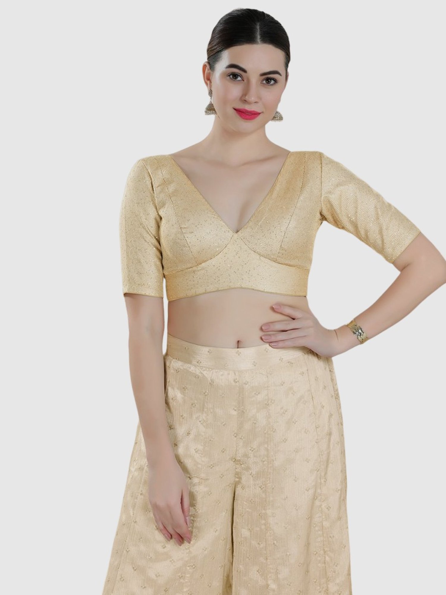 Salwar Studio Beige Embellished Blouse