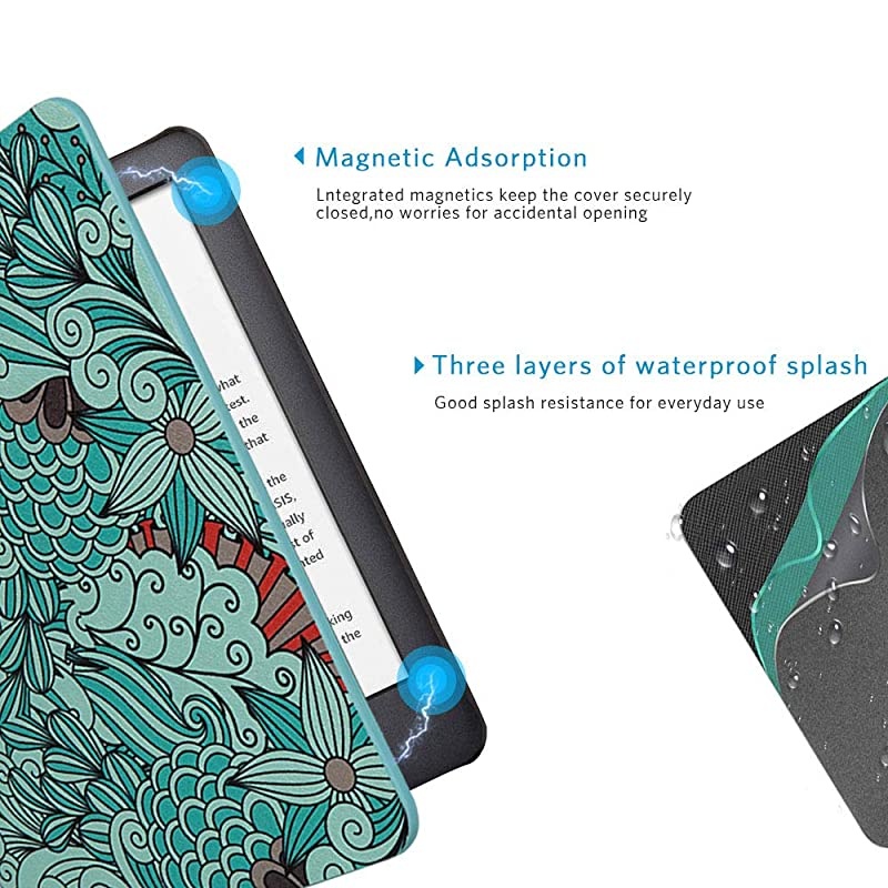 Case for All New Kindle 10th Generation 2019 Released Will Not Fit Kindle Paperwhite or Kindle Oasis Premium PU Leather Smart Cover with Auto Sleep and Wake Floral