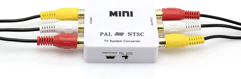 NTSC to PAL Converter Kit - TV Converter from PAL to NTSC - Bi-Directional TV System Converter Adapter with Two RCA Cables - (White) - Does NOT Convert Actual DVD OR VHS, ONLY Output