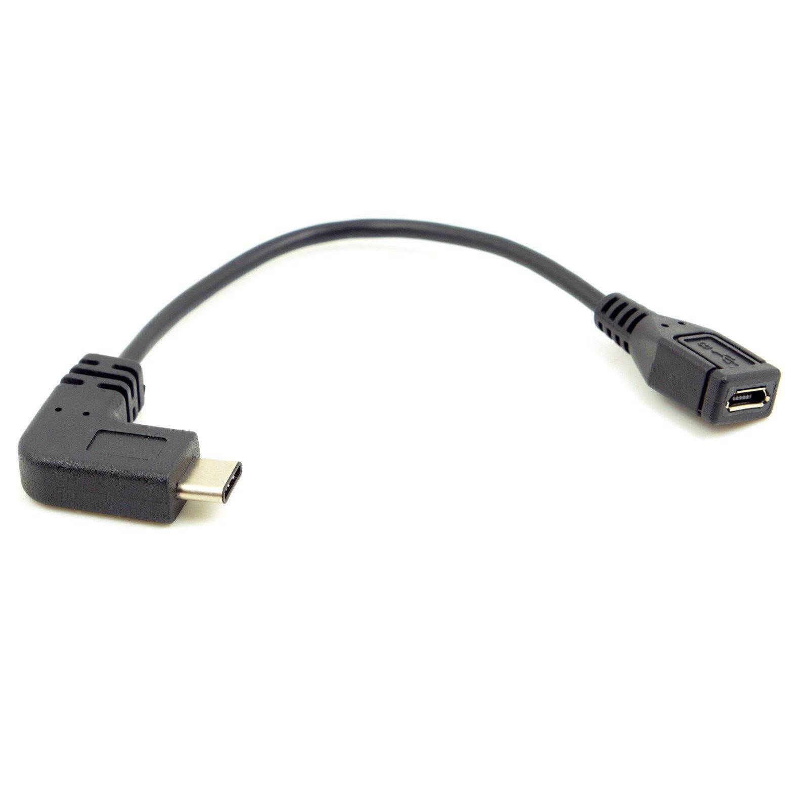 2pcs Reversible USB3.1 Type C Male 90 Right Angled to Micro USB2.0 Fe Data Cable