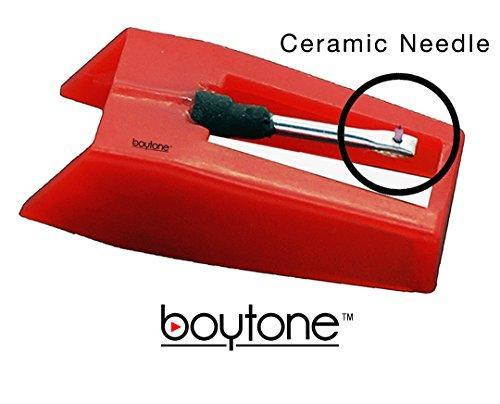 Boytone Pack of 2, Sapphire Tipped Ceramic Replacement Needle for Turntables