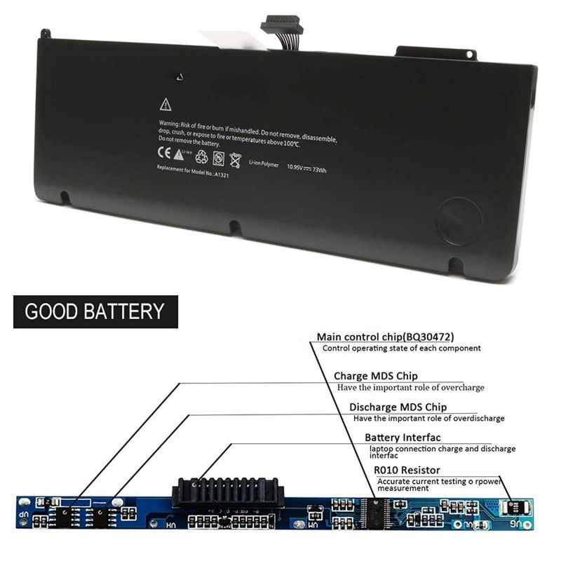 LQM 10.95V 73Wh New Replacement Laptop Battery for Apple A1321 A1286 MB985 MB986J/A MC118 MB986 Pro 15 inch (2009 2010 Model Only) Notebook