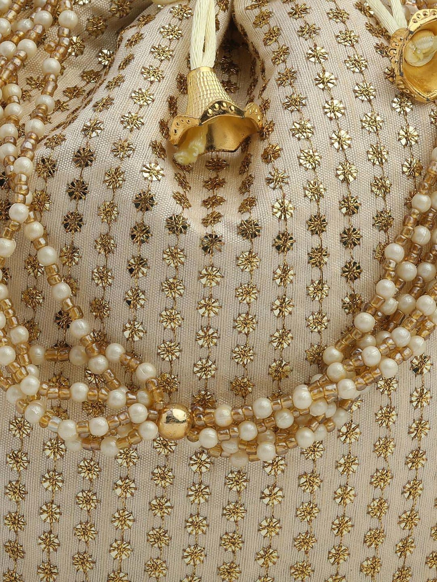 Gaurapakhi White Embroidered Potli