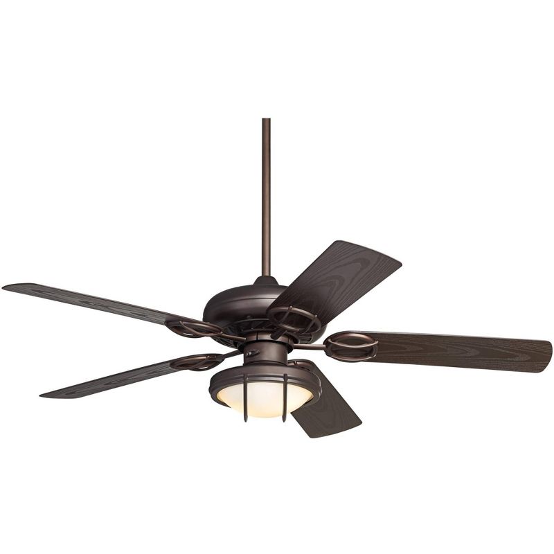 52" Casa Vieja Rustic Outdoor Ceiling Fan with Light LED Oil Rubbed Bronze Frosted Glass Wet Rated for Patio Porch