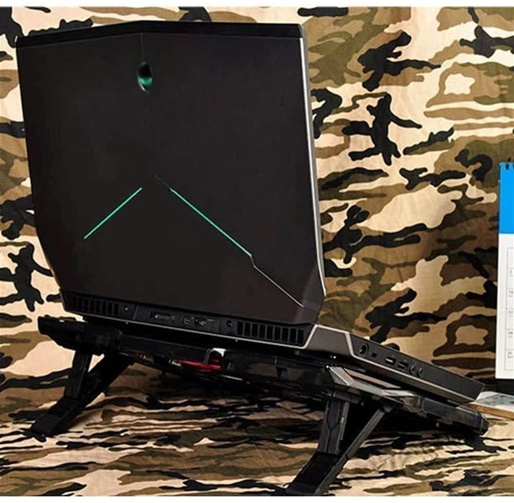 UOOD Laptop Cooler, Silent 5 Fan Cooling Pad Notebook Stand with Light, Adjustable External Coolpad Cooler Base Heatsink Bracket Fan Mat Very Silent