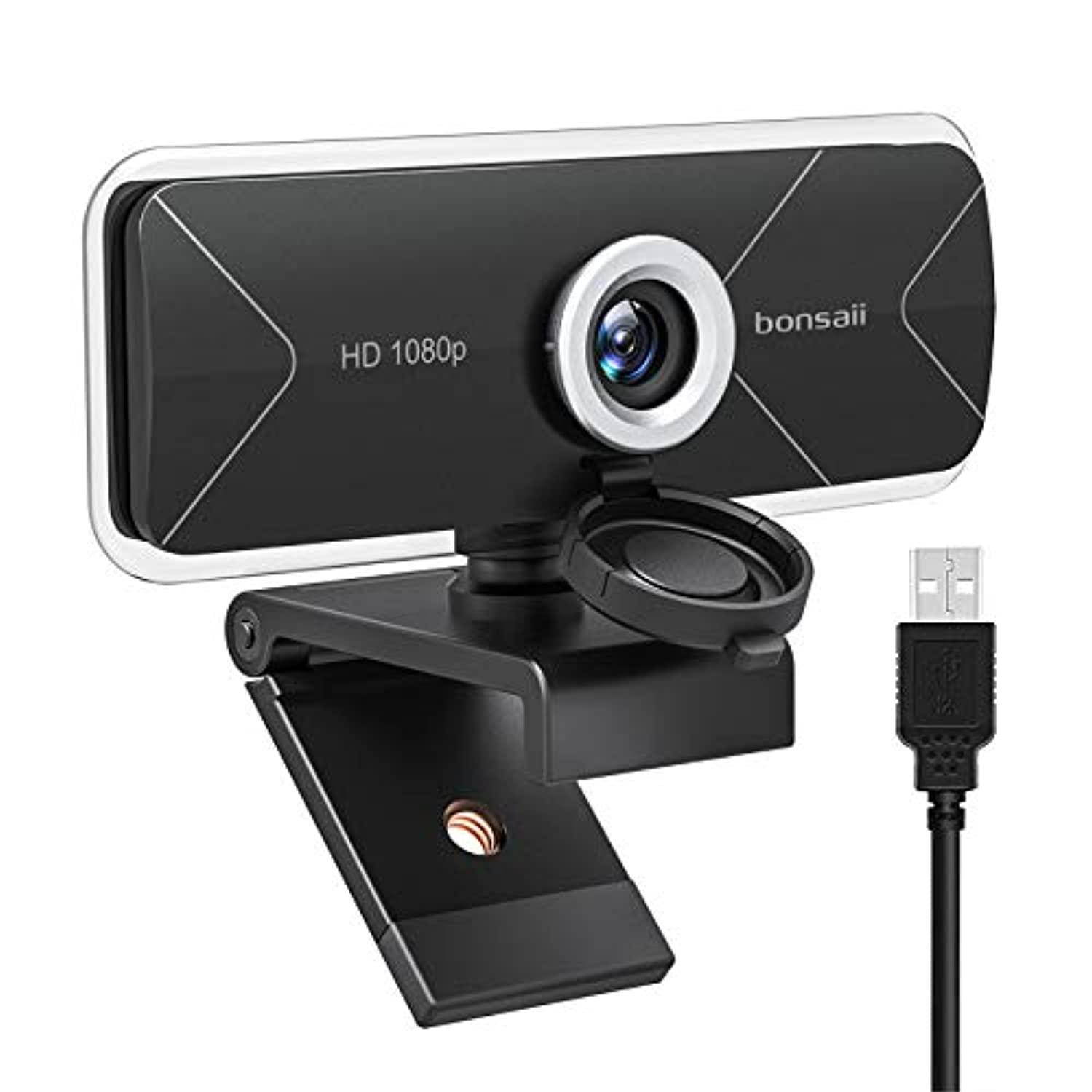 webcam 1080p hd with microphone & privacy cover & auto focus lens, light and easy to use usb web camera for laptop gami