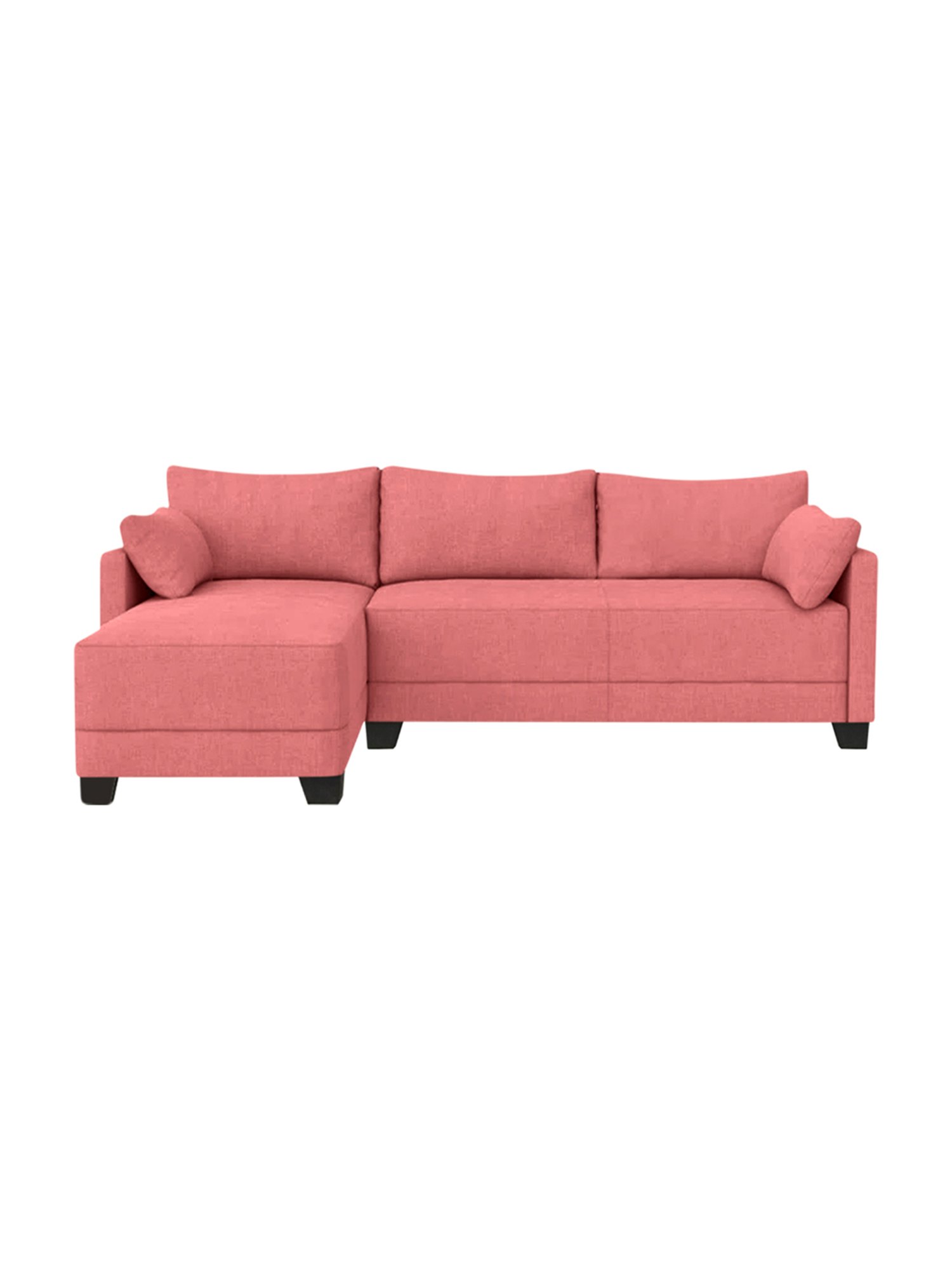 Trevi Duke Peach Fabric & Neem Wood 6 Seater LHS Sectional Sofa