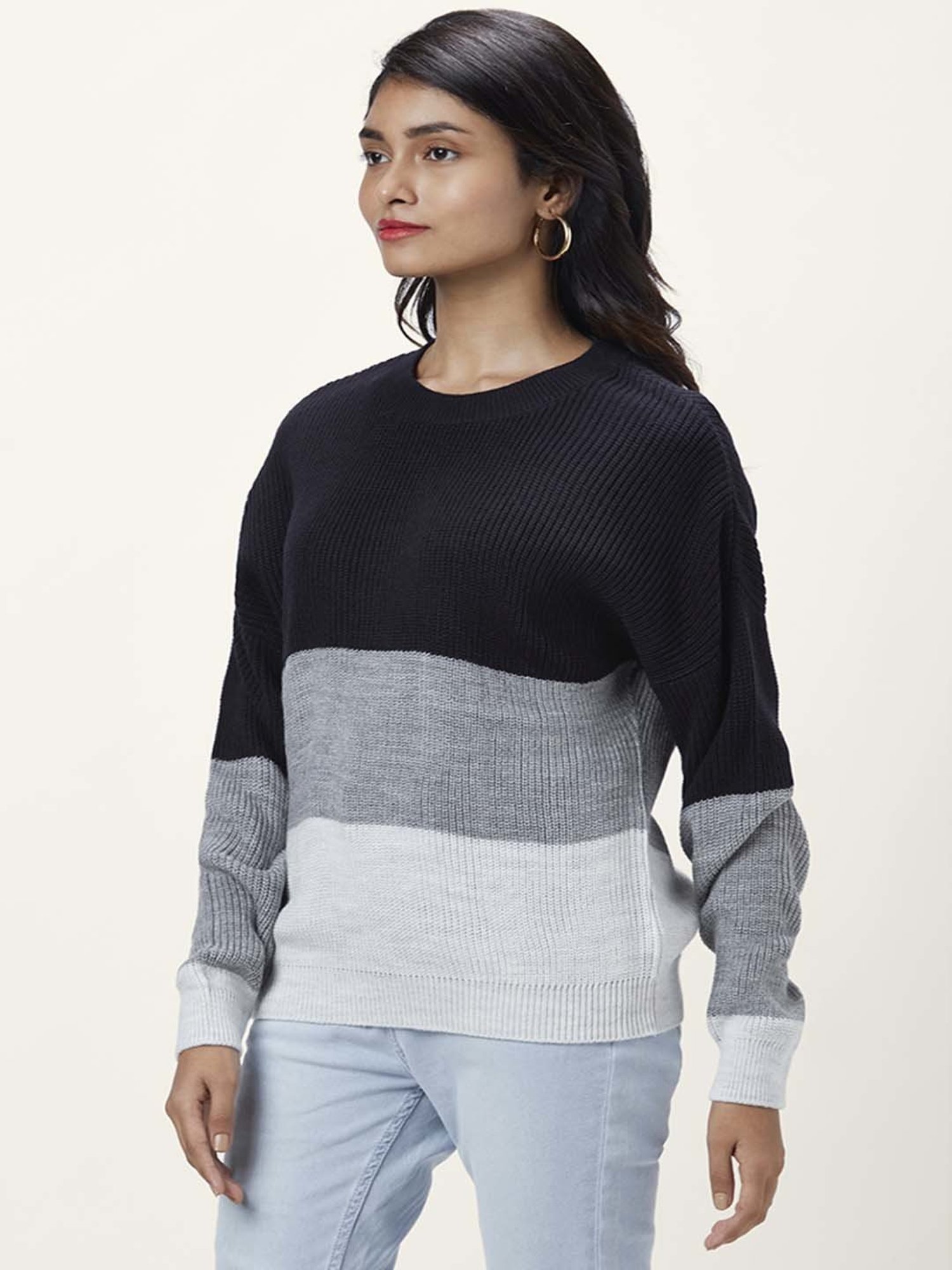 Honey by Pantaloons Navy Color-Block Sweater