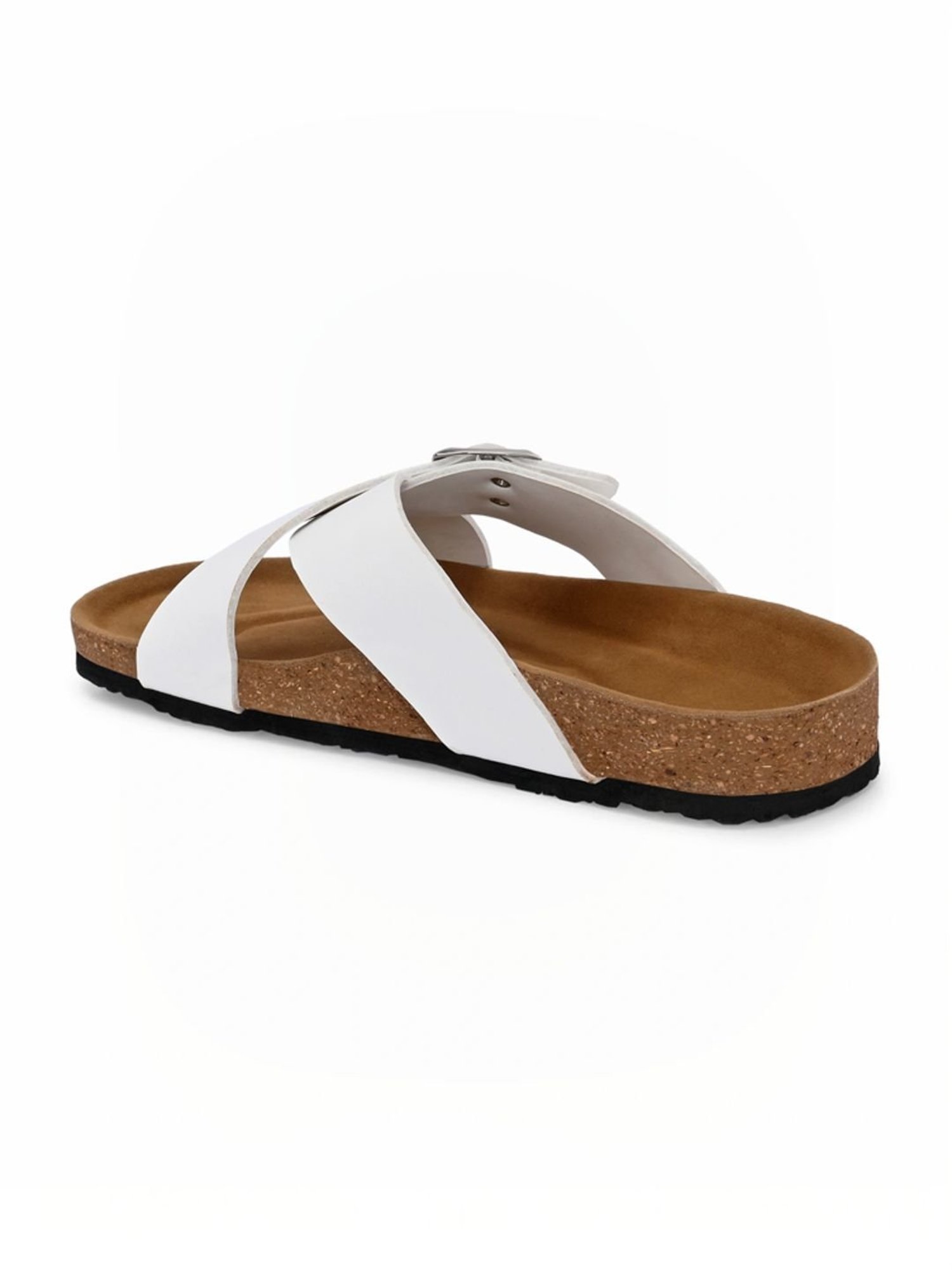 Hoversole Men's White Cork Cross Strap Sandals