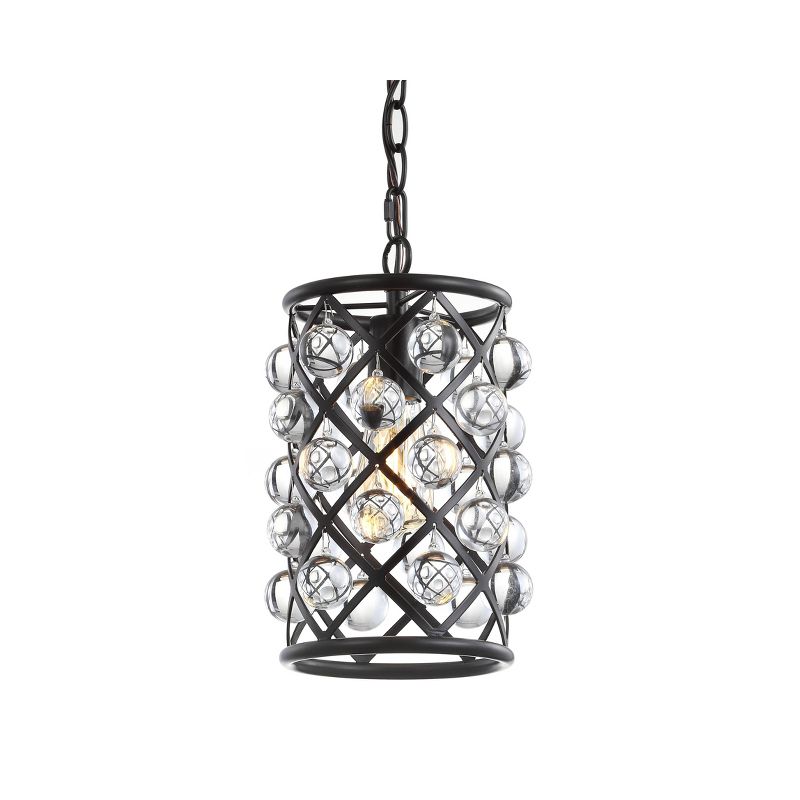 8" Metal/Crystal Gabrielle Pendant (Includes Energy Efficient Light Bulb) Black - JONATHAN Y