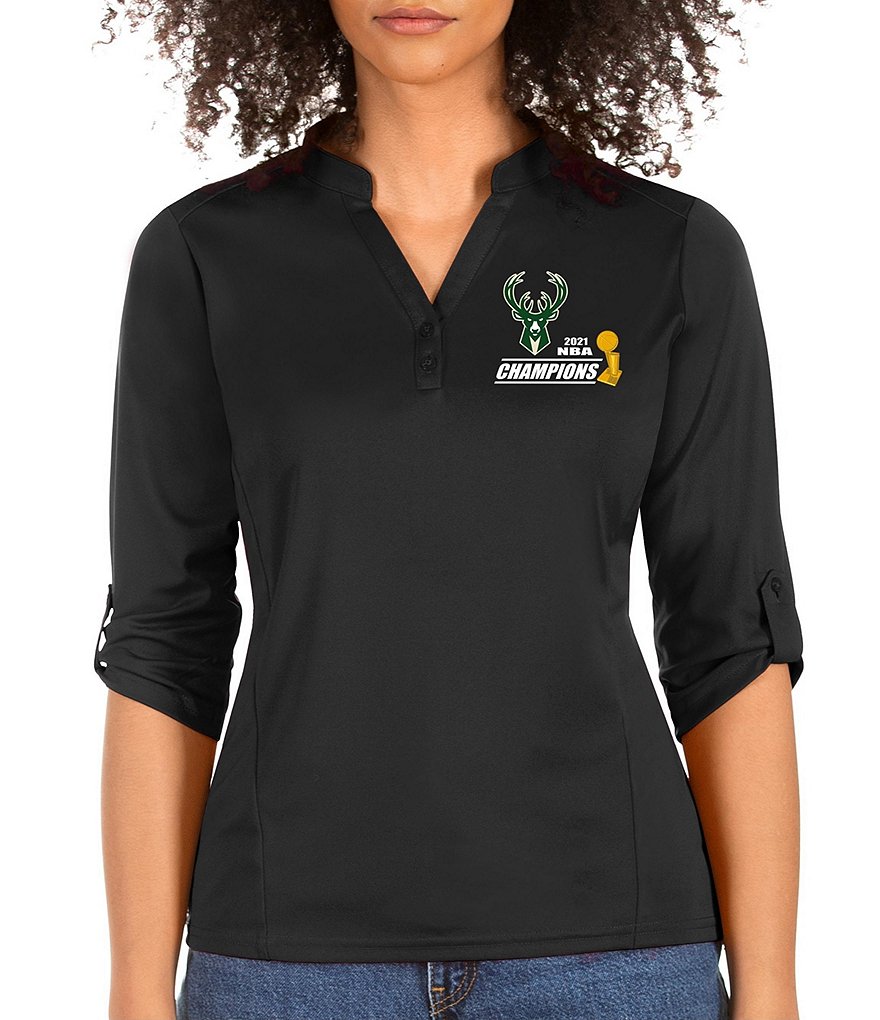 Antigua Women's Milwaukee Bucks 2021 NBA World Champions Accolade Polo Shirt