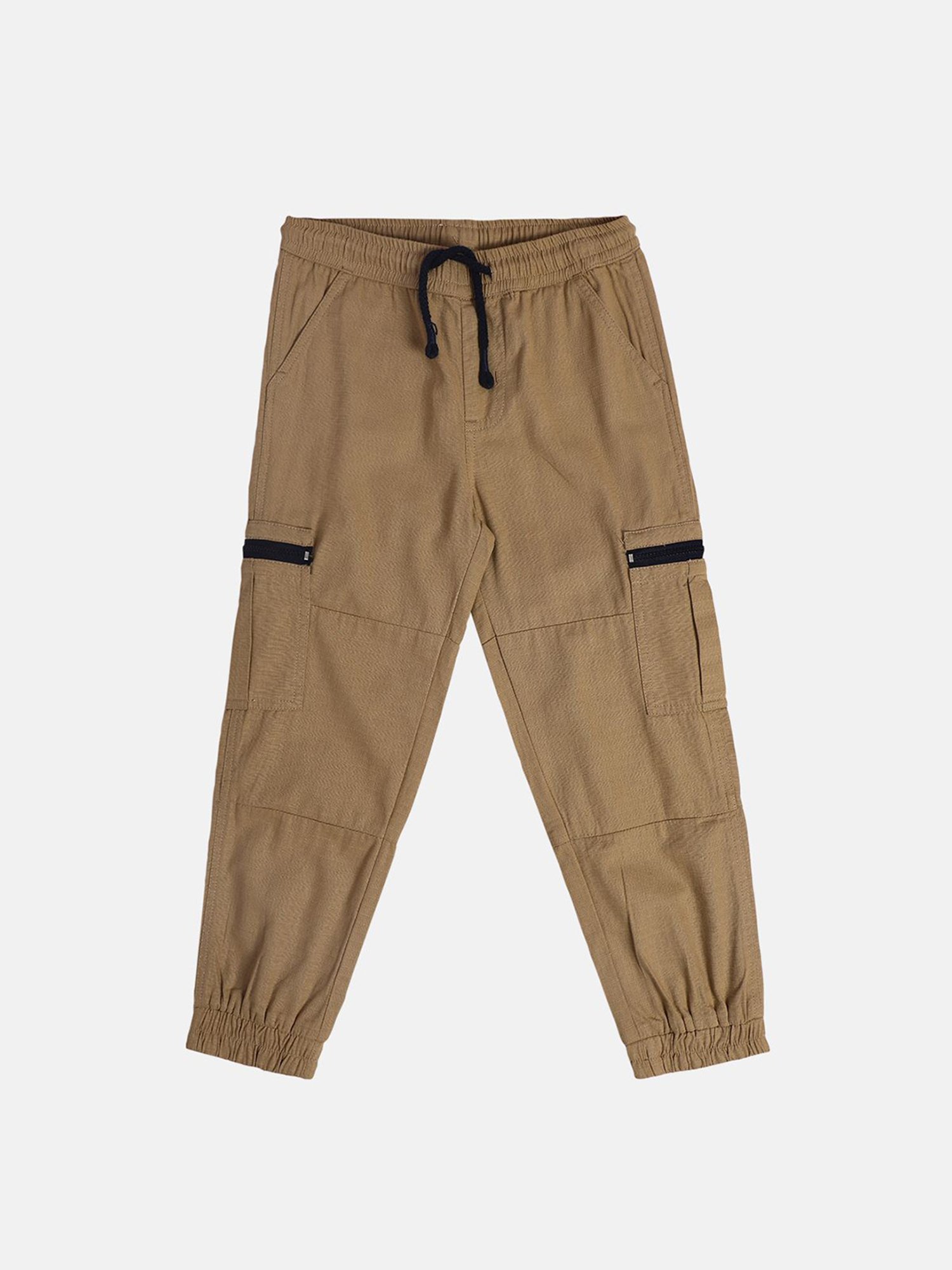 MINIKLUB Boys Beige Solid Trackpants
