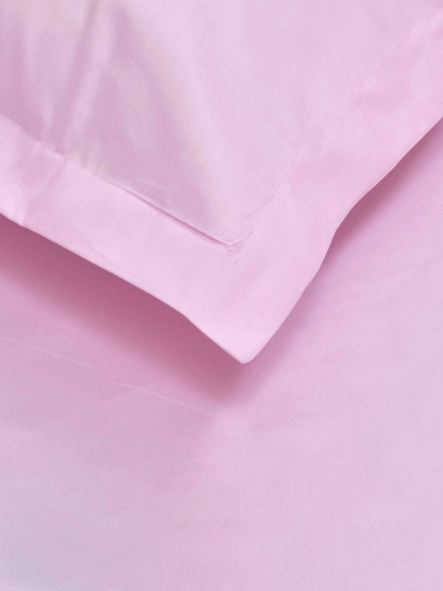 Haus & Kinder Solid Pink 300 TC Cotton Bed Sheet with 1 Pillow Cover