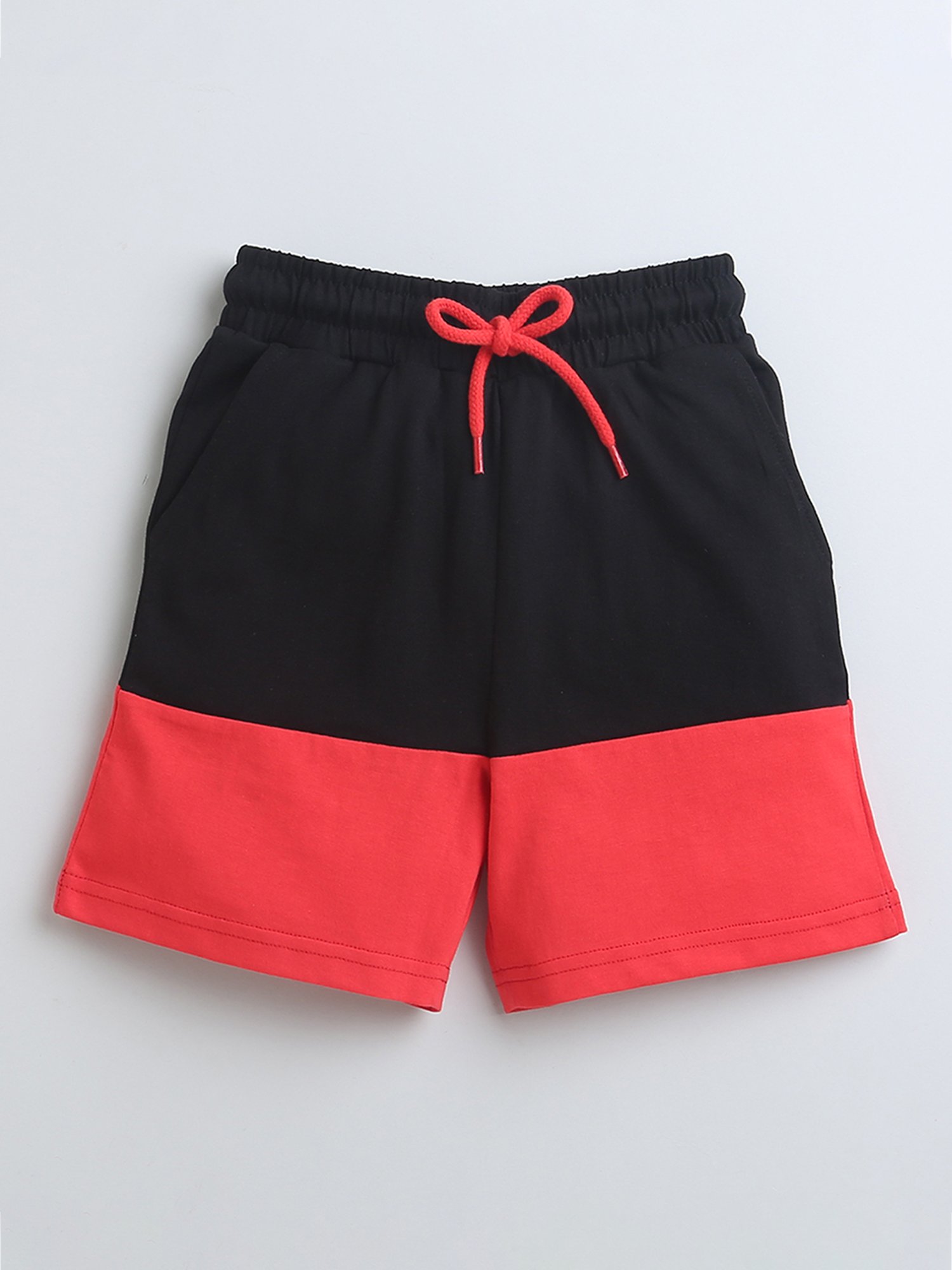 Bumzee Kids Red & Black Printed T-Shirt with Shorts