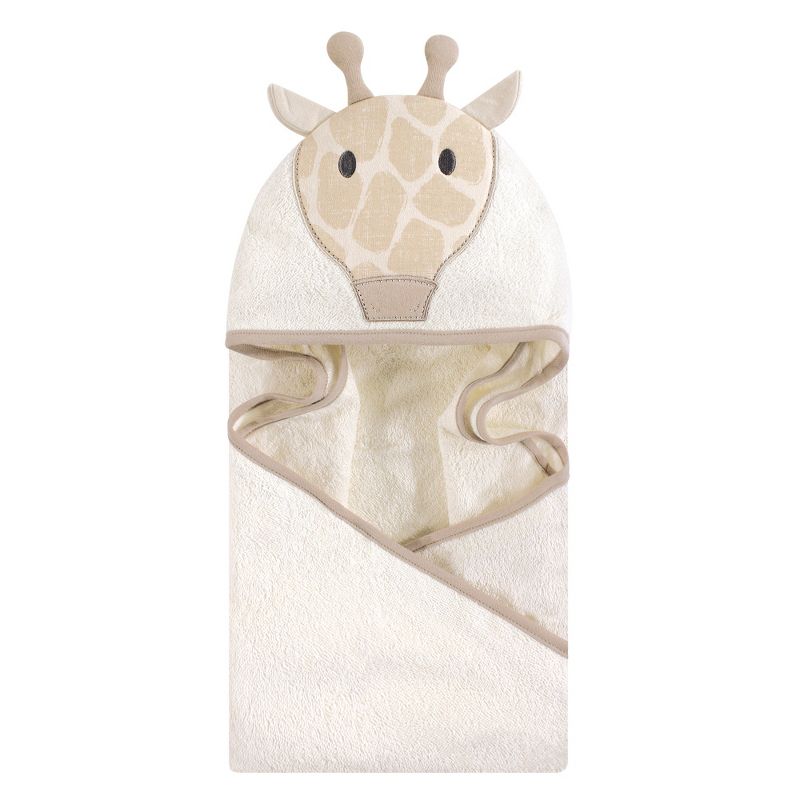 Hudson Baby Infant Cotton Animal Face Hooded Towel, Modern Giraffe, One Size