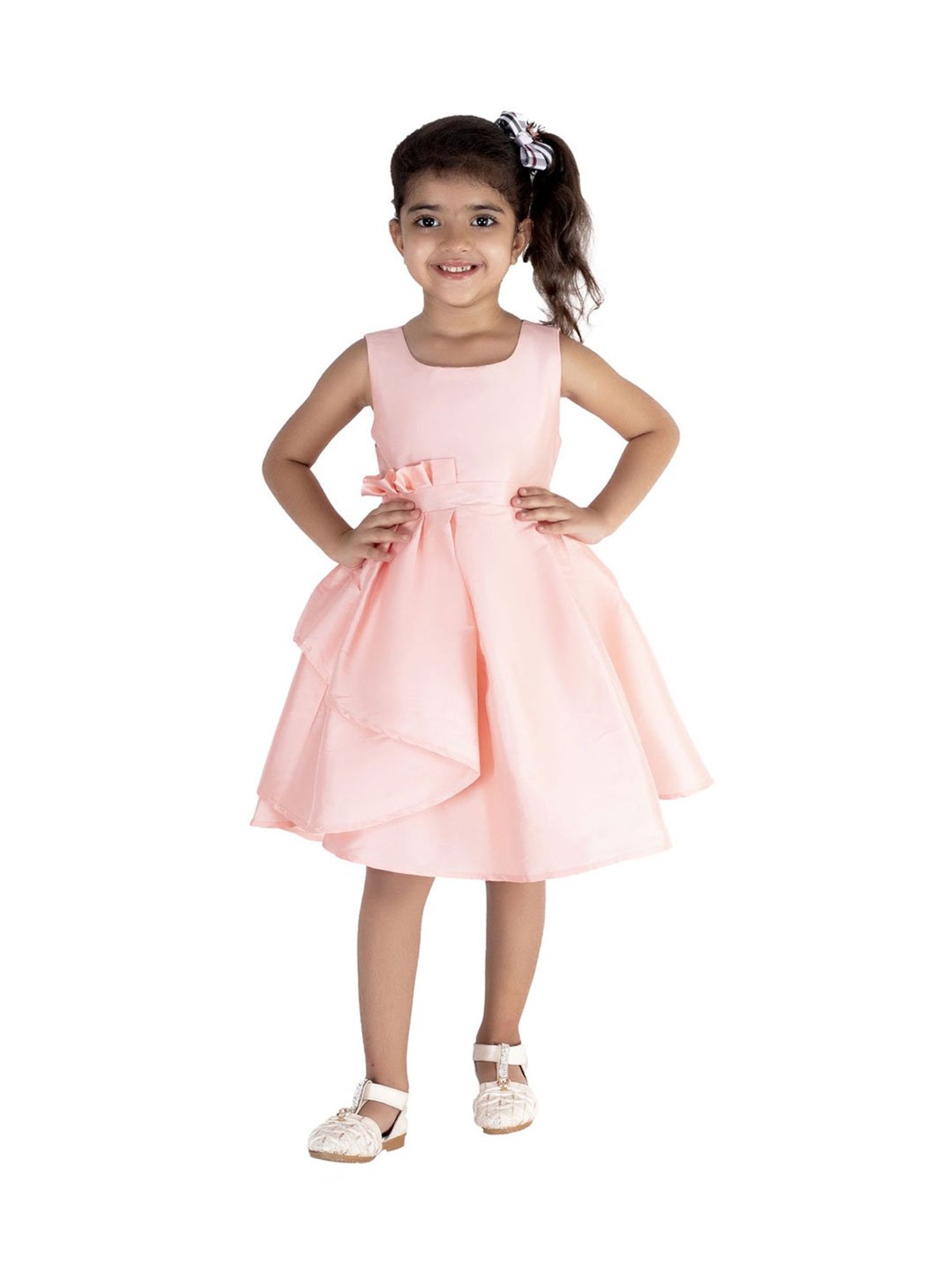 KidsDew Kids Peach Solid Dress