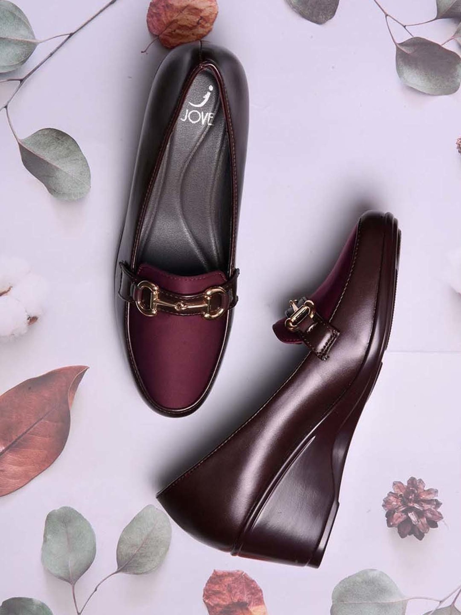 Jove Women's Wine Wedge Loafers