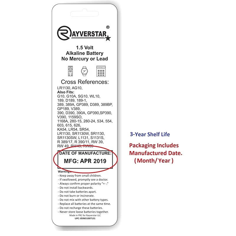 LR1130 AG10 15V Alkaline 20Batteries Fits L1131 189 389 390 534 554 603 Full List Below