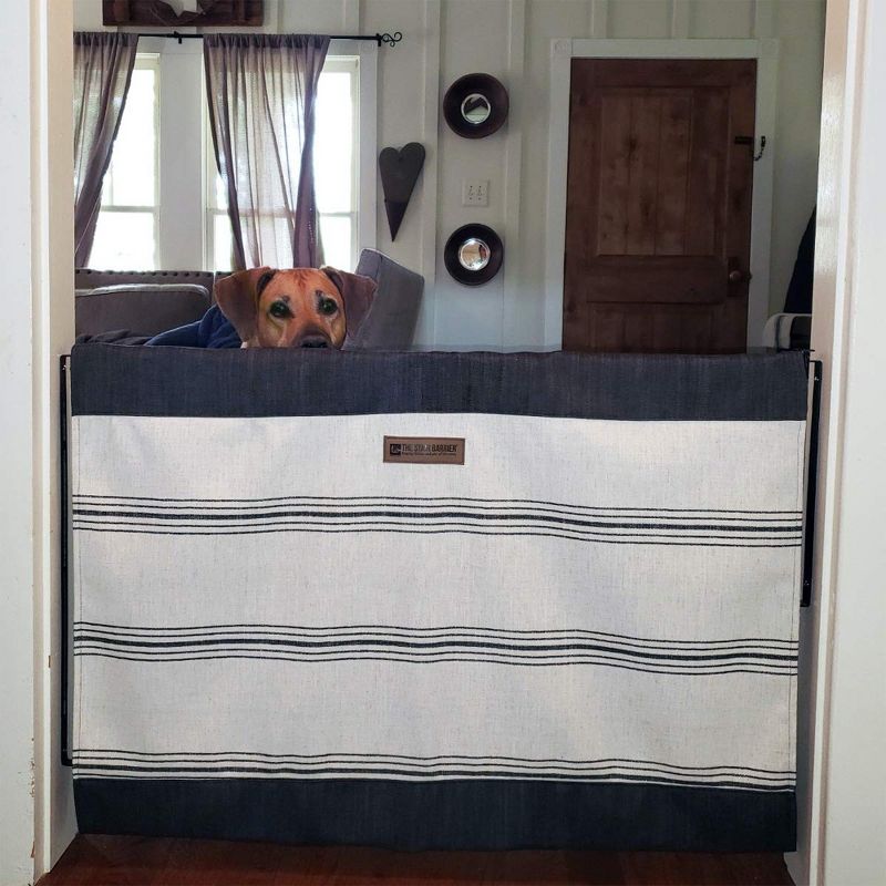 The Stair Barrier Regular Wall to Wall Single Panel Swing Gate with Fabric Slipcover Baby and Pet Safety Gate, 27 to 42.5 Inch, Charcoal Snow