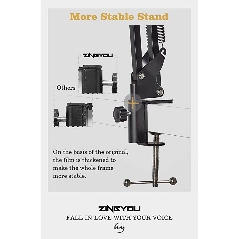 Condenser Microphone Bundle, ZY-007 Professional Cardioid Studio Condenser Mic Include Adjustable Suspension Scissor Arm Stand, Shock Mount and Pop Filter, Studio Recording & Broadcasting