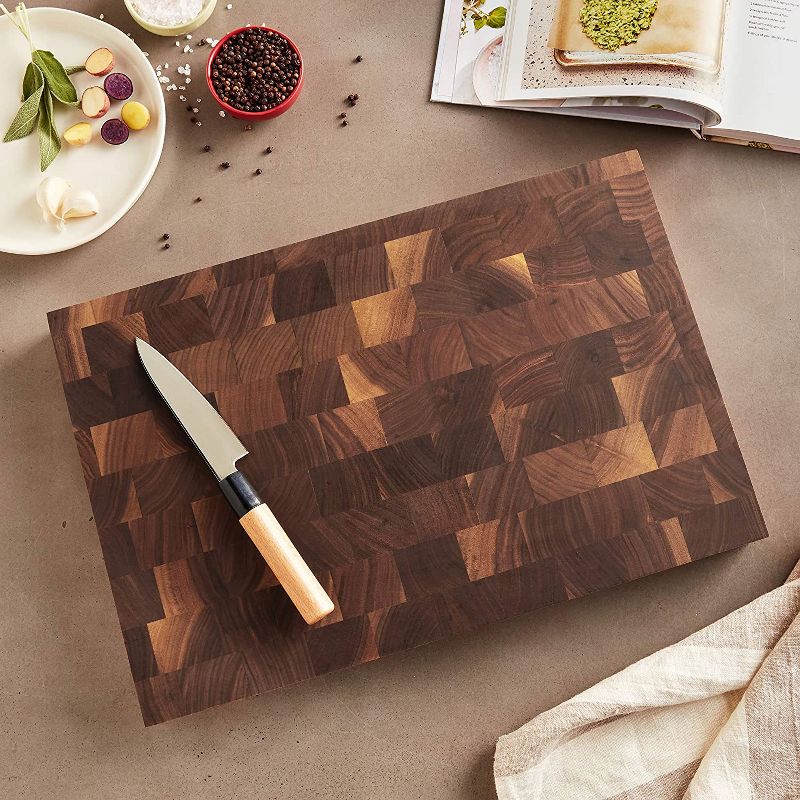 John Boos Walnut Wood Edge Grain Reversible Kitchen Countertop Butcher 18 x 12 Inches Cutting Board and 3 Piece Maintenance Oil Set