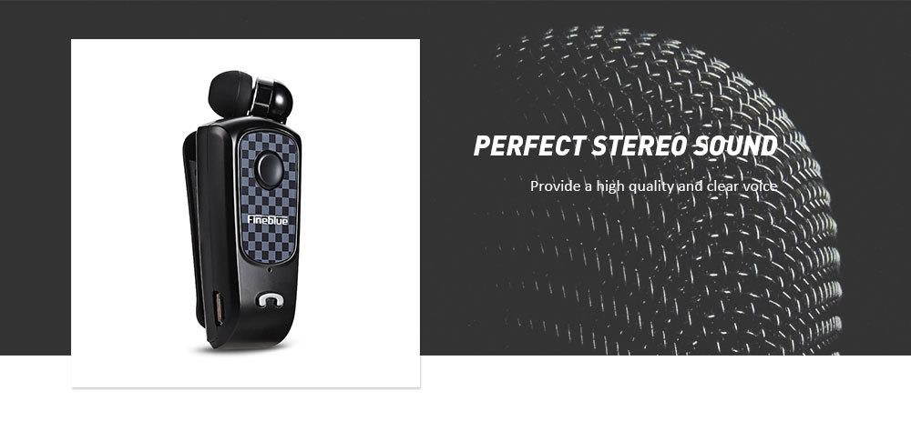 Fineblue F PLUS Wireless Clip-on Bluetooth V4.0 / V4.1 Headset Headphone Hands-free Supports for IOS and Android System - White