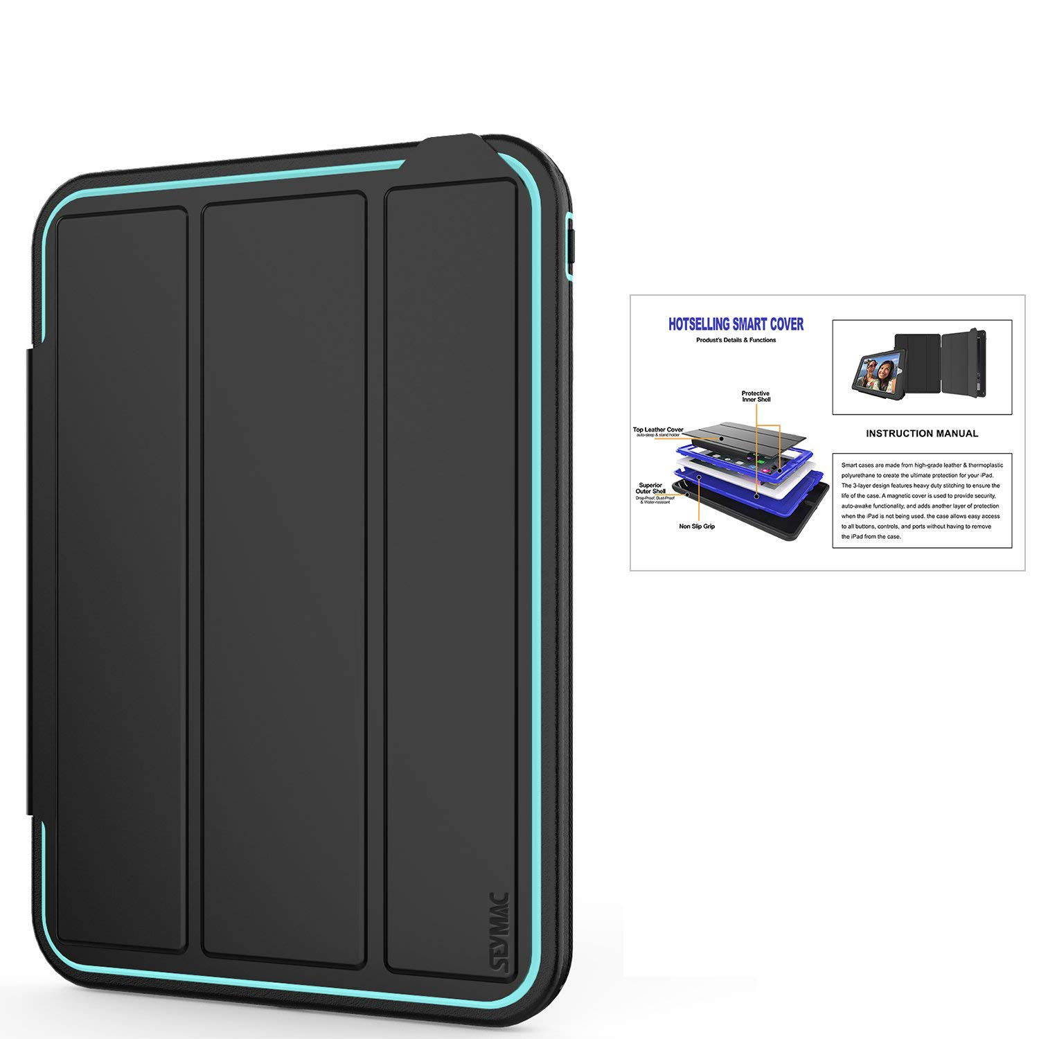 Werleo iPad Mini 1 2 3 Case Three Layer Shock Proof Protective Case for Kids Adults Smart Cover Auto Sleep Wake & PU Leather Folio Stand Function iPad Mini 1st 2nd 3rd Generation