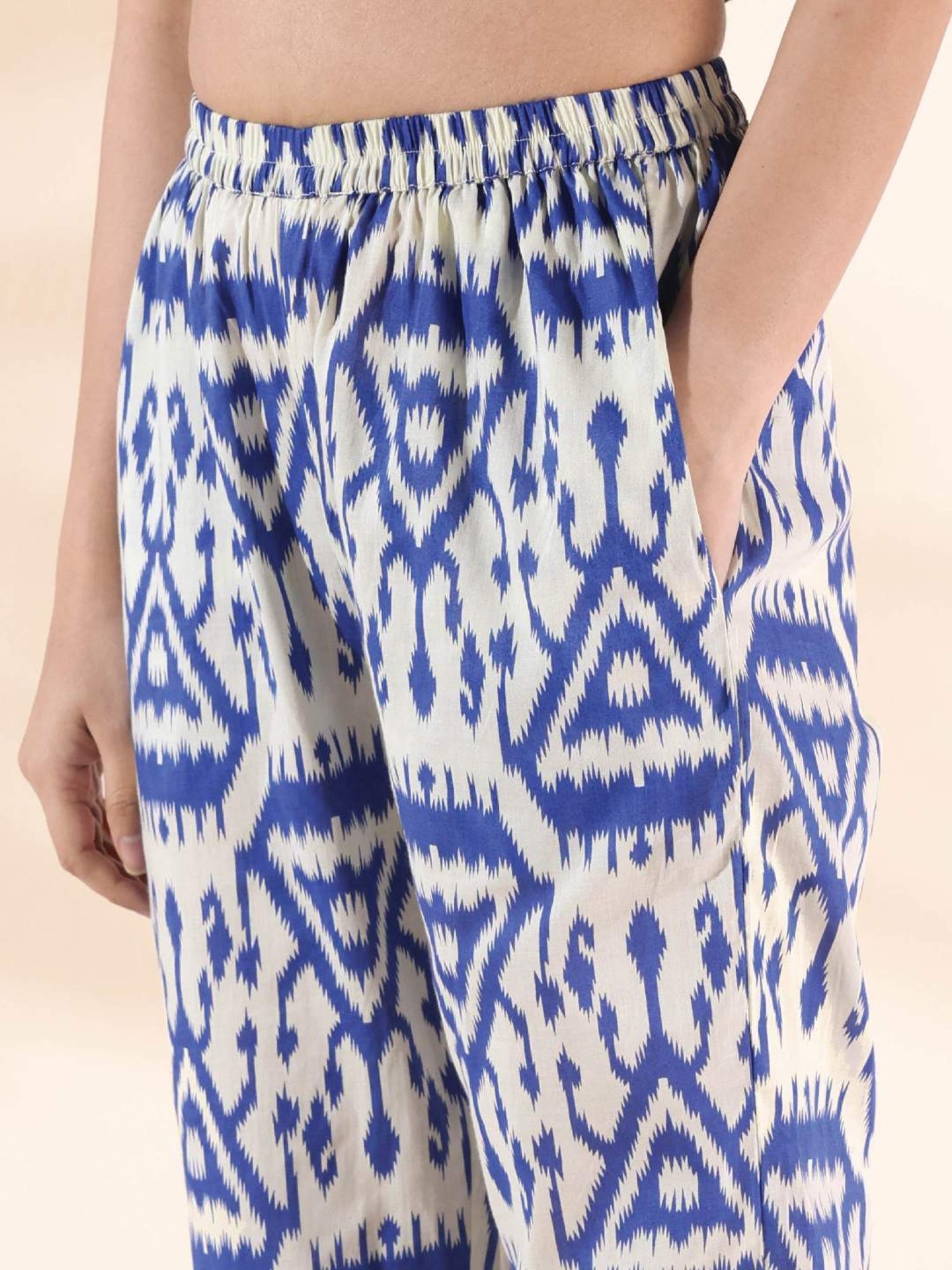 true Browns Blue Printed Kurta Pant Set