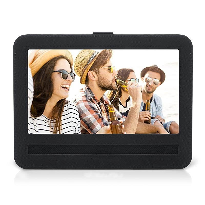 Car Headrest Mount Holder Strap Case for 9.5'' Portable DVD Players with 7-7.7'' Swivel & Flip Screen Oxford Fabric Black