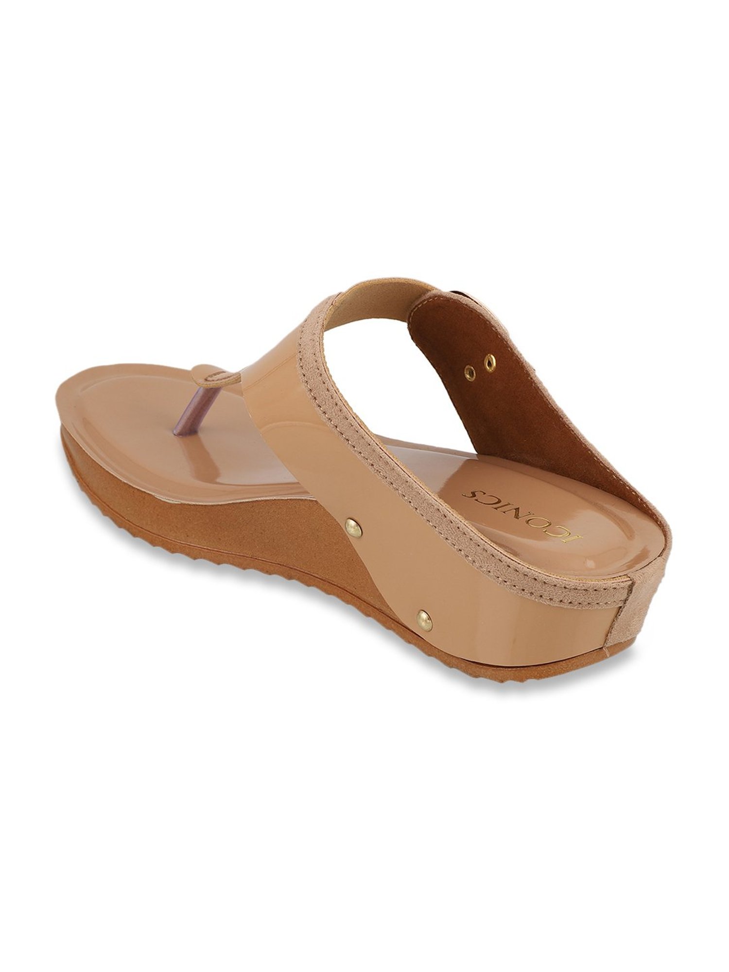 Iconics Women's Beige Thong Wedges
