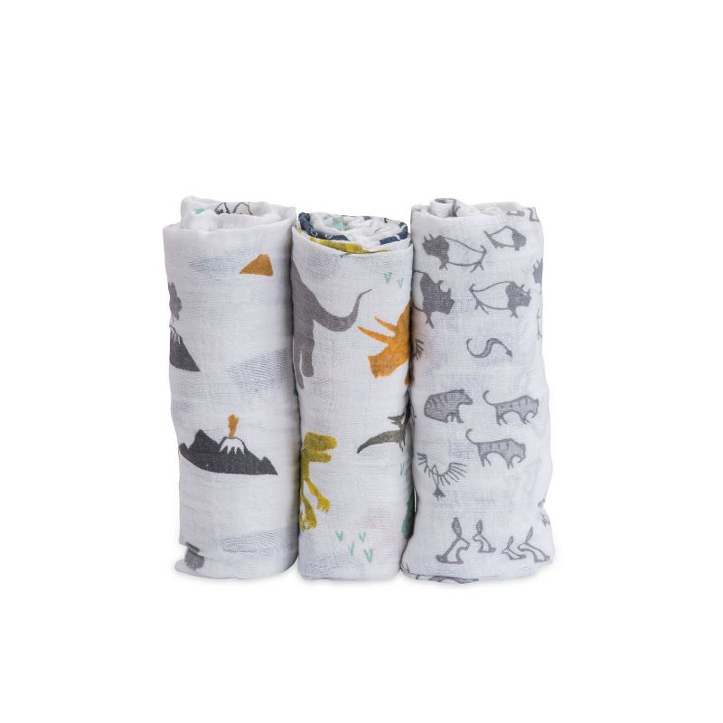 Little Unicorn Cotton Muslin Swaddle Blankets - Dino Friends