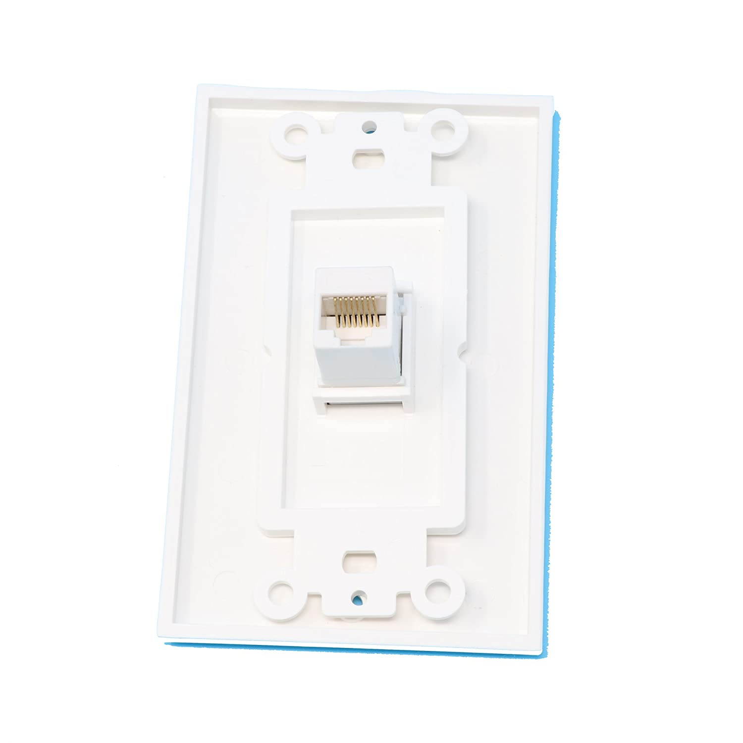 RiteAV - New Single Port Decorative Network Wall Plate - White (Tooless) F/F