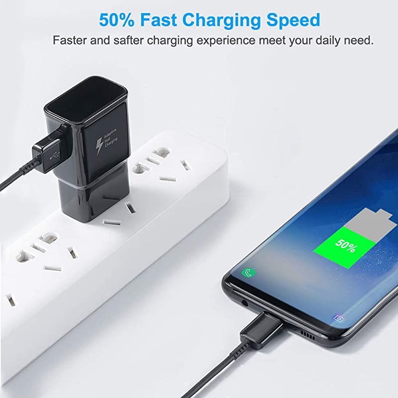 Fast Charger Adapter Adaptive Fast Charging Wall Charger Compatible Galaxy S8 S10 S9 S7 S6 / Plus/Edge/Active, Note 9, Note 8, Note 5, EP-TA20JBE Quick Charge (2 Pack Black)