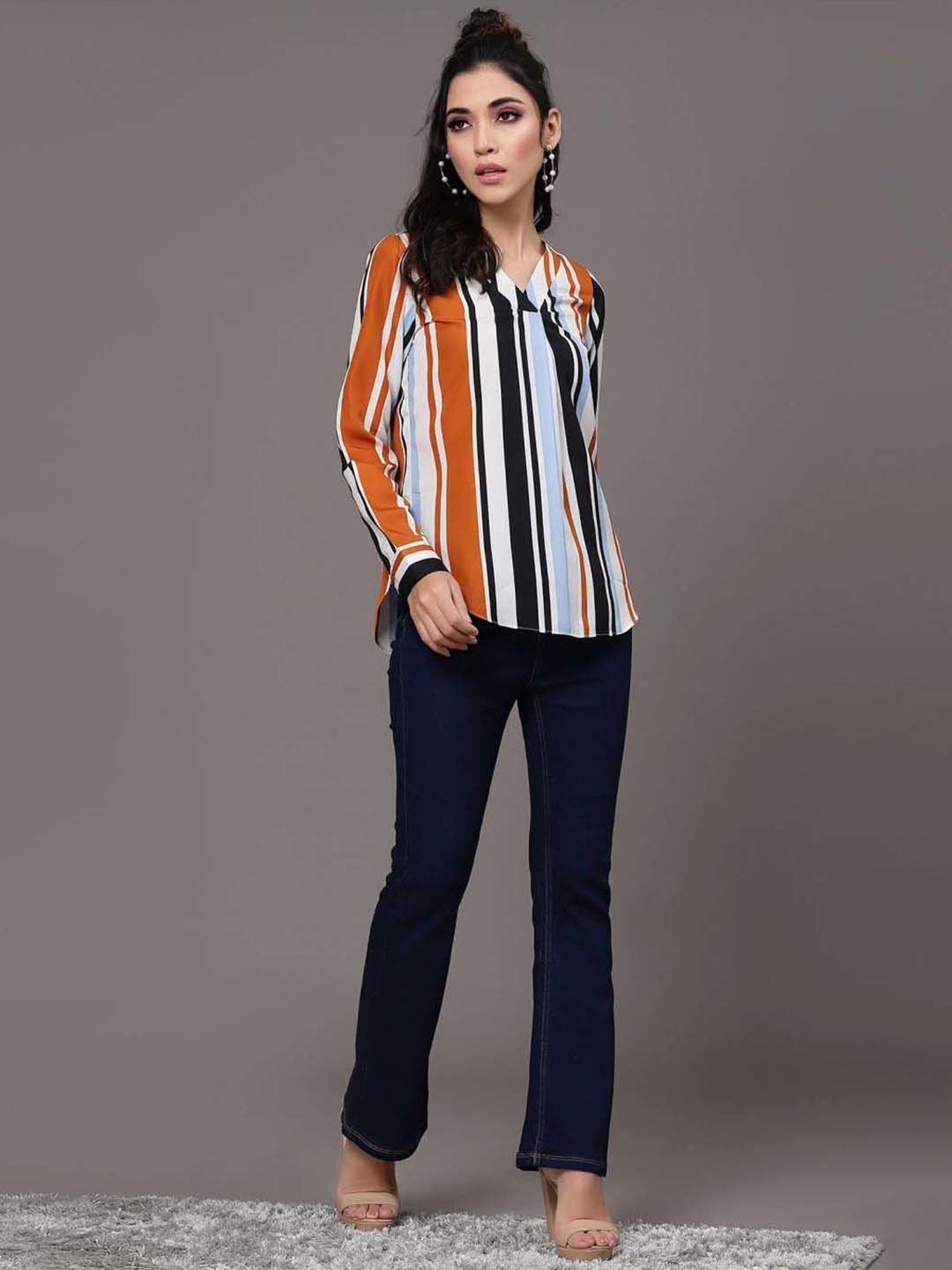 SELVIA Multicolored Striped Top