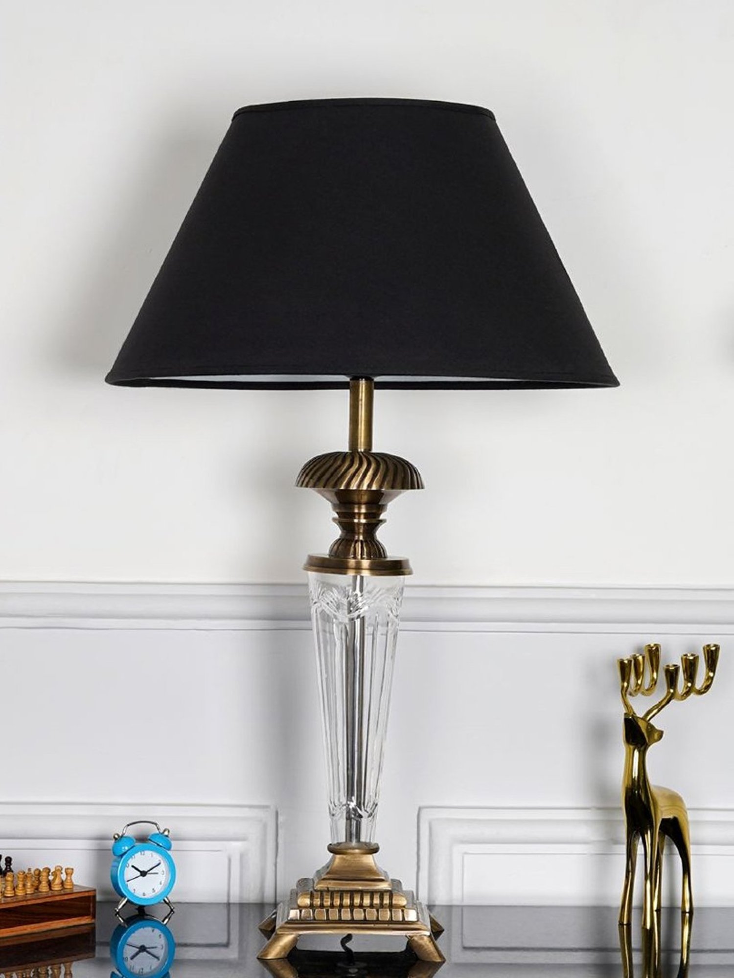 Kapoor Lamp Shades Brass Antique & Black Brass Provence Cotton Shade Table Lamp