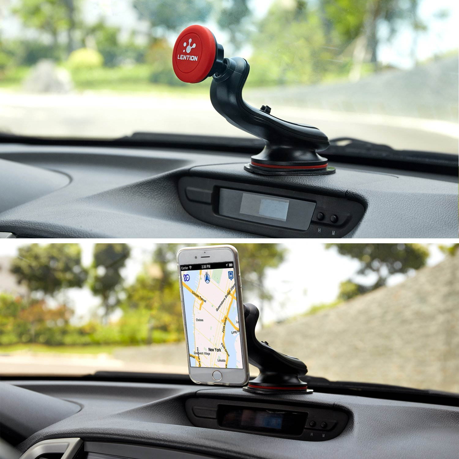 LENTION Magnetic Phone Holder,360&deg; Rotation Adsorption Car Mounts Holders for iPhone, iPod, Smart Phone, PSP, GPS - Black