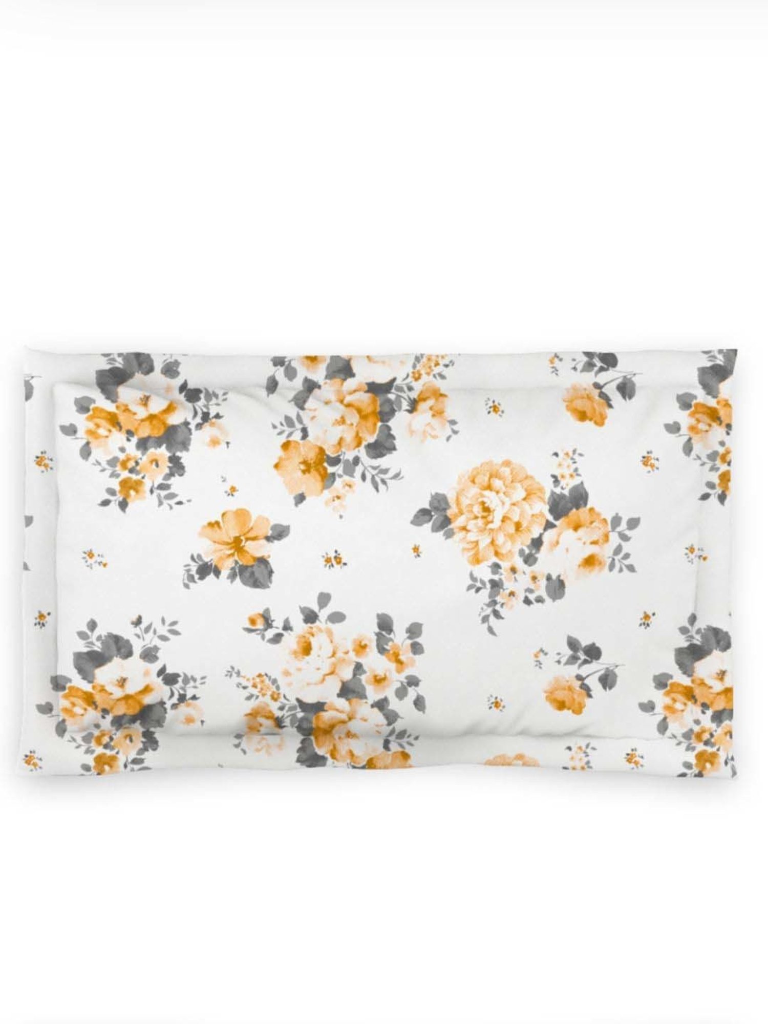 DDecor Glora Floral Yellow Cotton 144 TC Single Bedsheet With 1 Pillow Cover