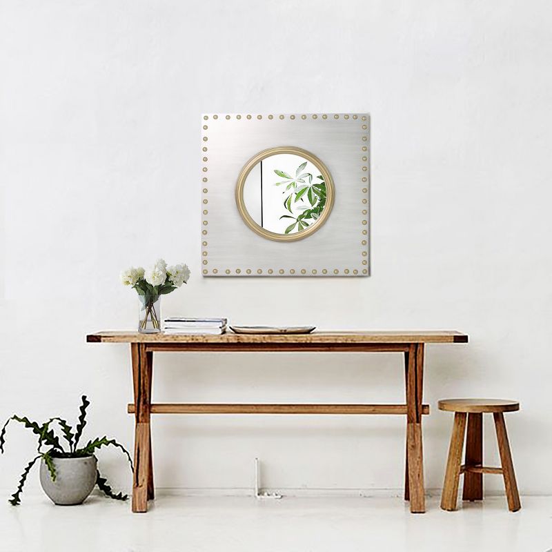 30" Wes Square Studded Mirror Iron Gold - Carolina Chair & Table