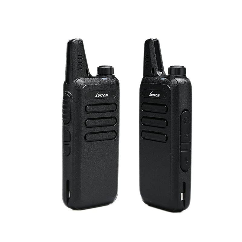 Mini Walkie Talkies with Earpiece Rechargeable 3 Watt for Camping Hiking Playing Outdoor Game by  (Black 2 Packs)