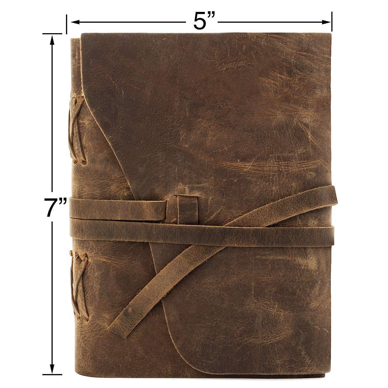 LEATHER JOURNAL Handmade Artisan Notebook Or Sketchbook With Unlined Cotton Paper For Men & Women 7 X 5 Inches Perfect For Travel Diary And Art Makes A Great Gift for People Of All Ages (7X5 Gift Box)