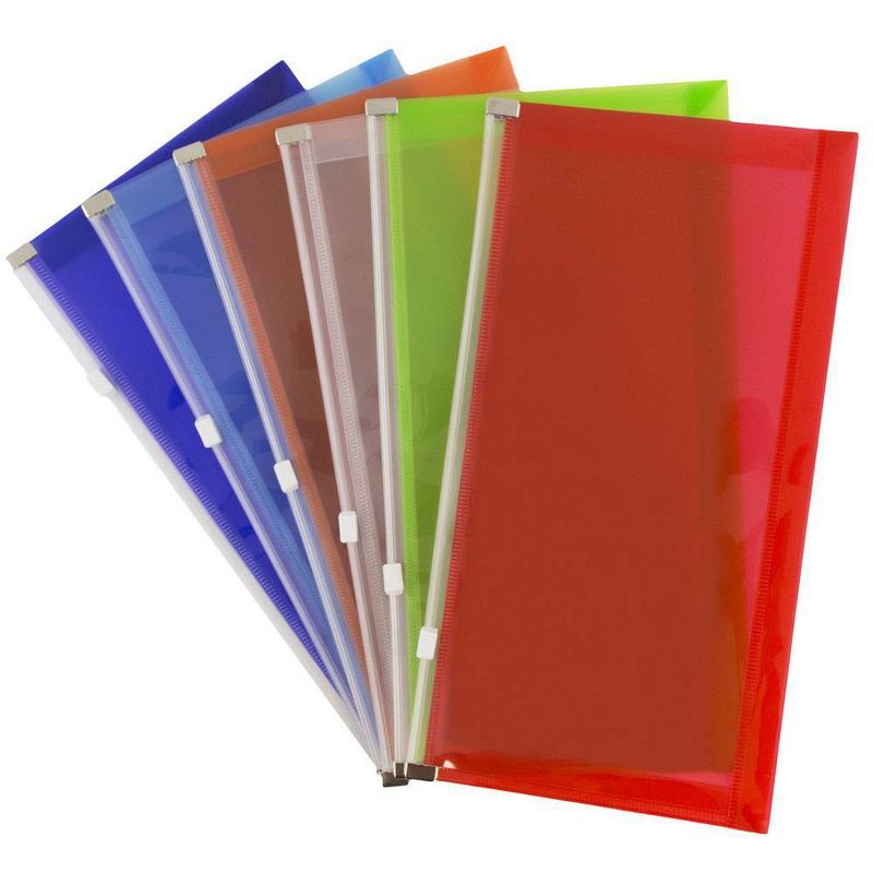 JAM Paper 5'' x 10'' 6pk Plastic Envelopes with Zip Closure - Multicolor