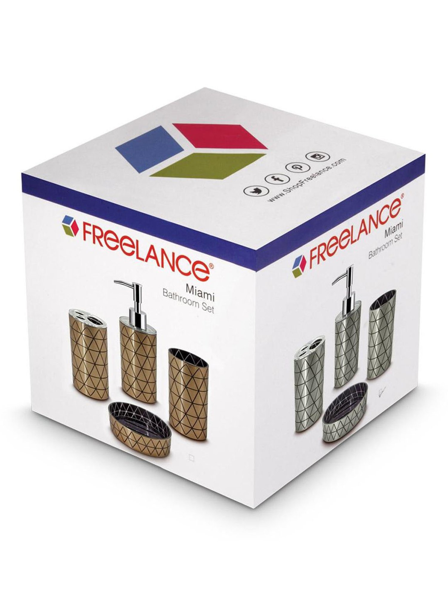 Freelance Gold Polyresin Set of 4 Bathroom Accessories