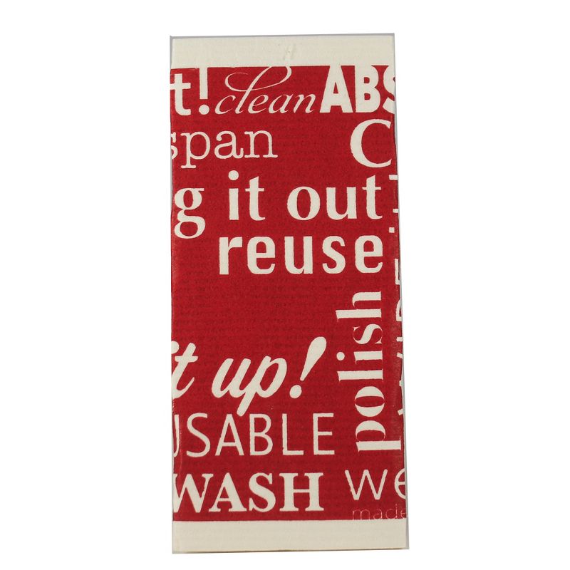 Swedish Dish Cloth 11.75" Xl Red & Blue Word Art Set/2 Kitchen Clean Up Xlarge  -  Dish Cloth