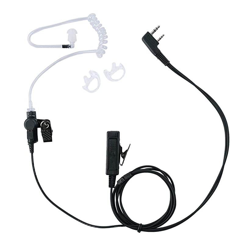 2 Wire Covert Acoustic Tube Police Earpiece Headset PTT MIC with One Pair Medium Earmolds for Kenwood Baofeng HYT Puxing Wouxun 2 Way Radio Walkie Talkie Baofeng bf888s uv5r