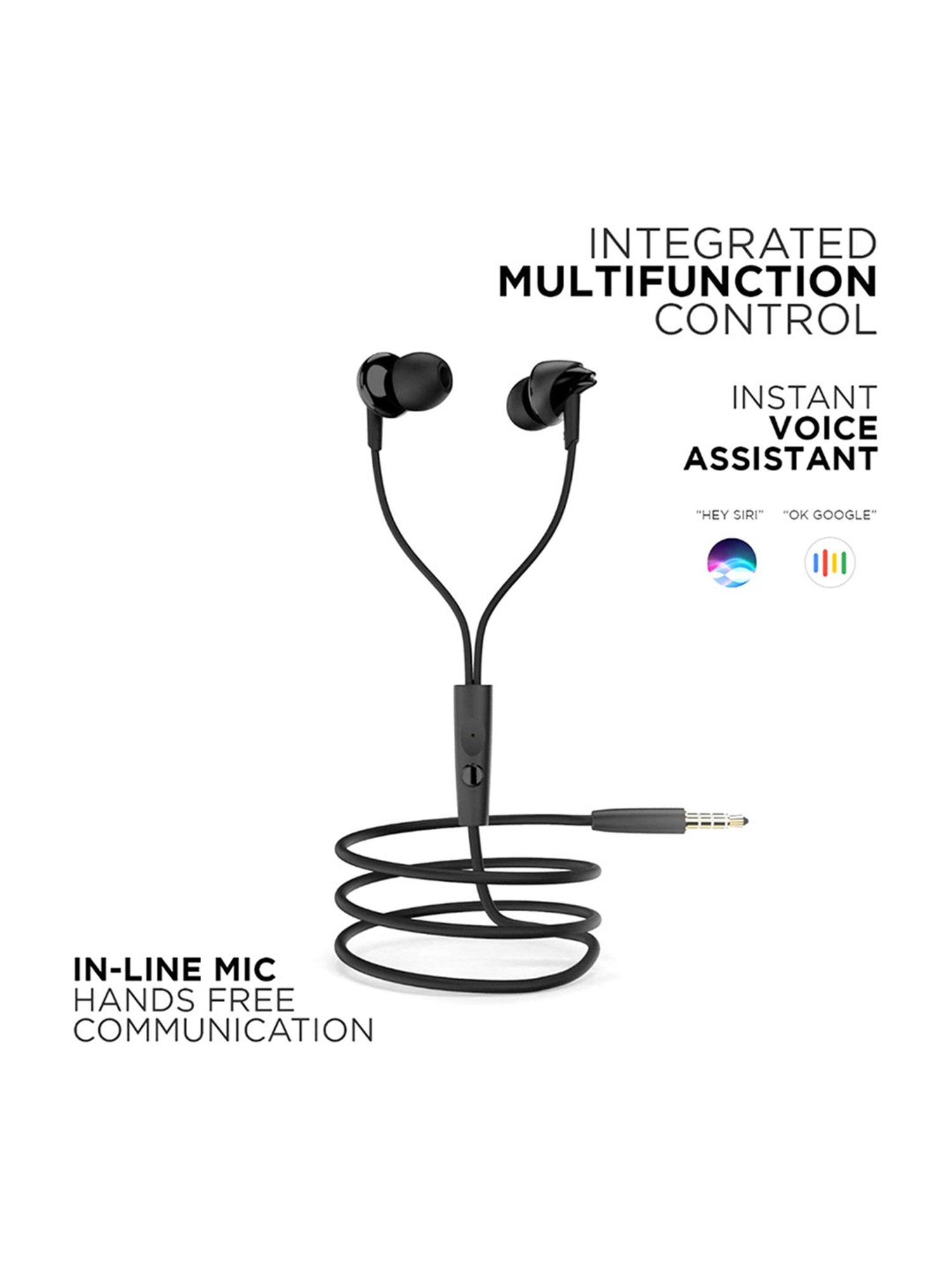 boAt BassHeads 100 T Wired Earphones with Super Extra Bass, Hawk-Inspired Design and Mic (Black)