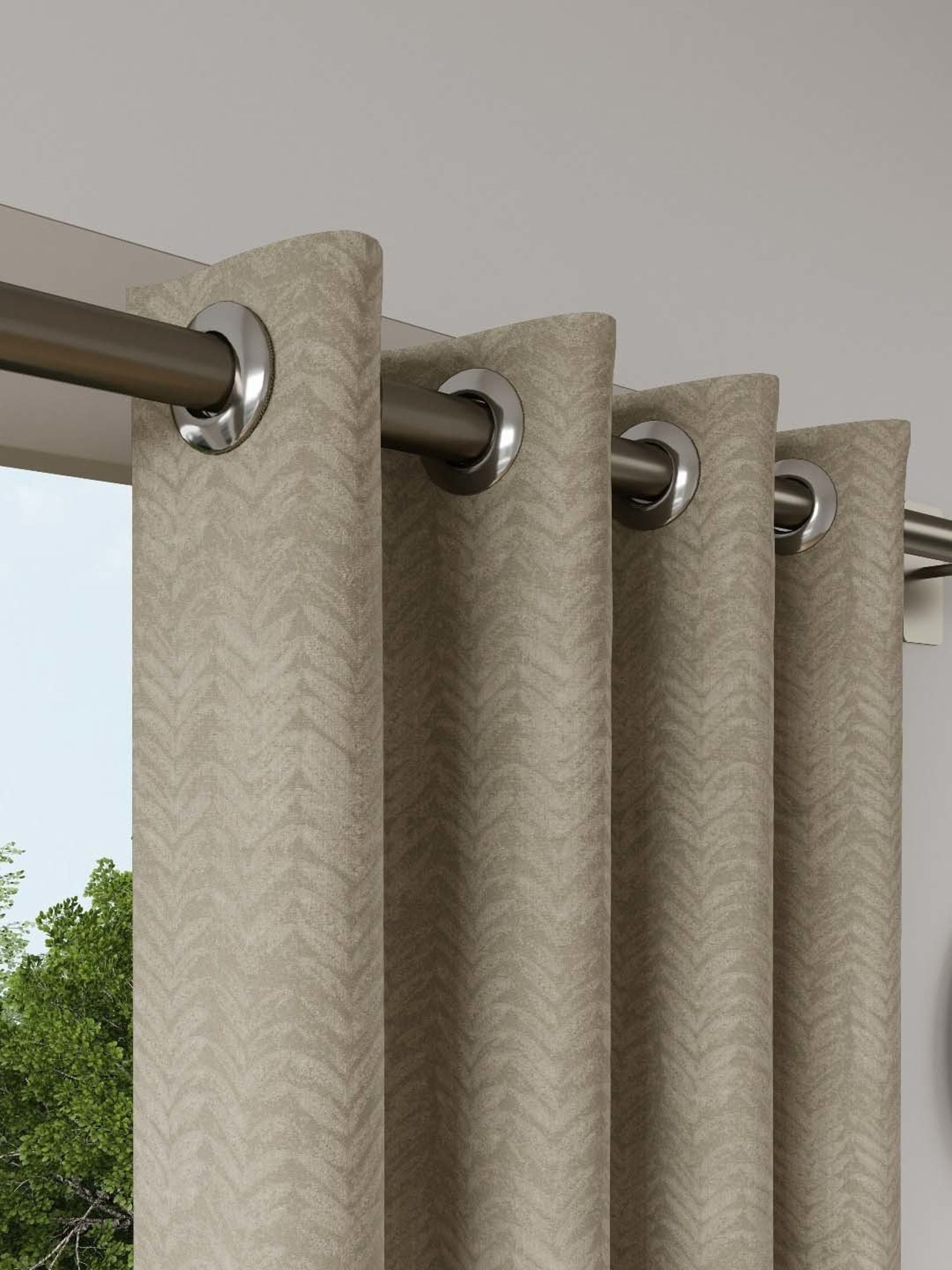 DDecor Beige Self Polyester 7 ft Door Curtain