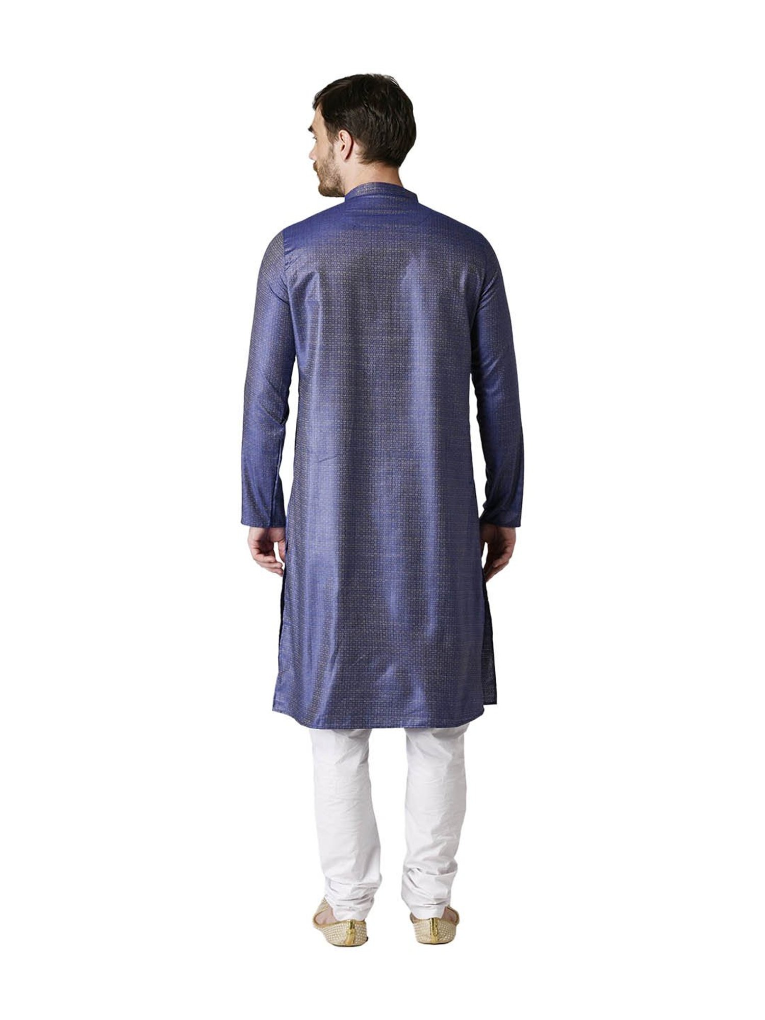 Tabard Royal Blue & White Printed Kurta & Churidar Set