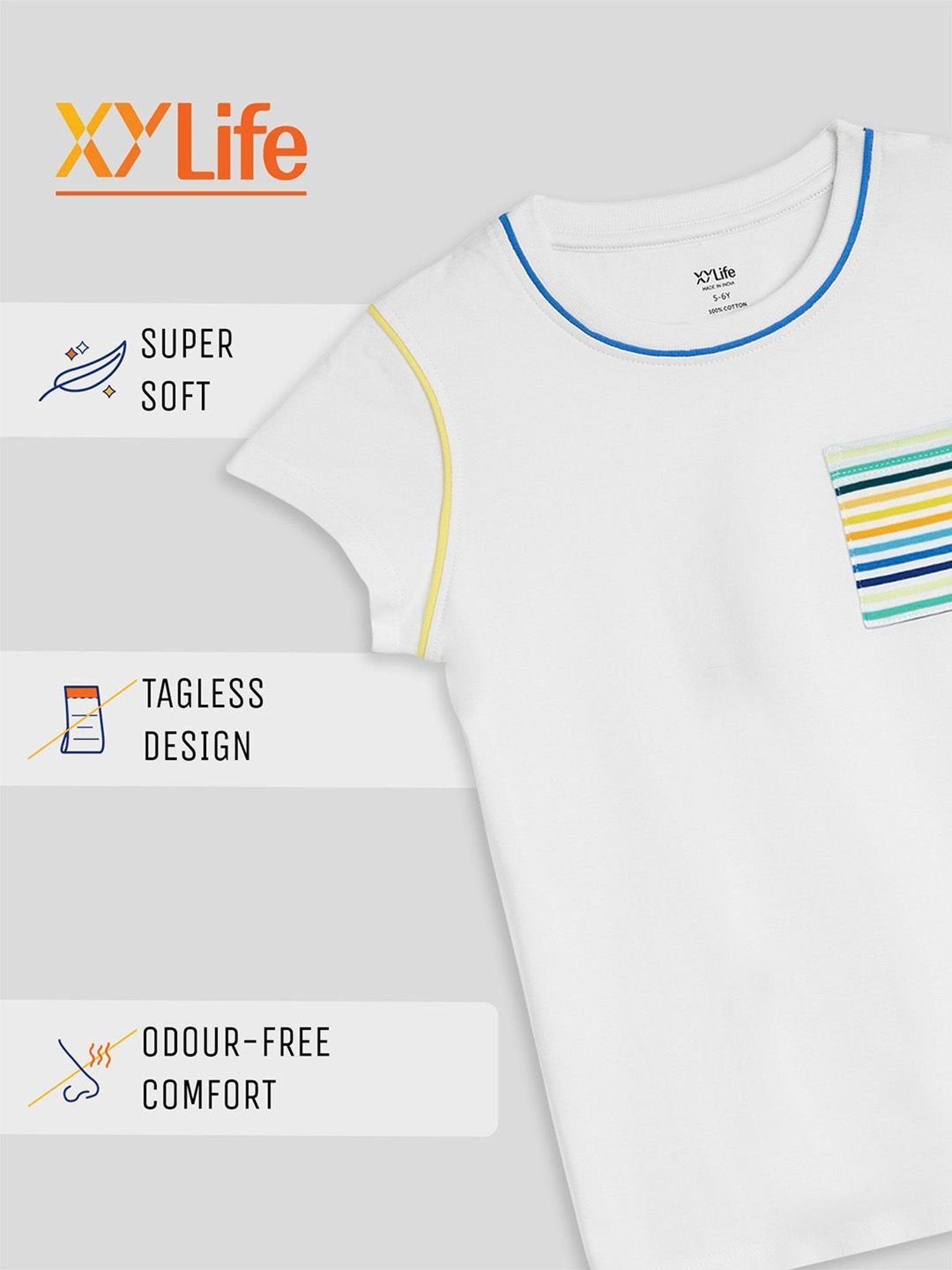 XY Life Kids Multicolor Cotton Printed T-Shirt (Pack of 3)