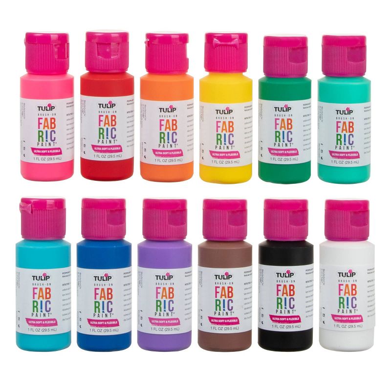 12pk Brush-On Fabric Paint Rainbow Color Collection - Tulip Color