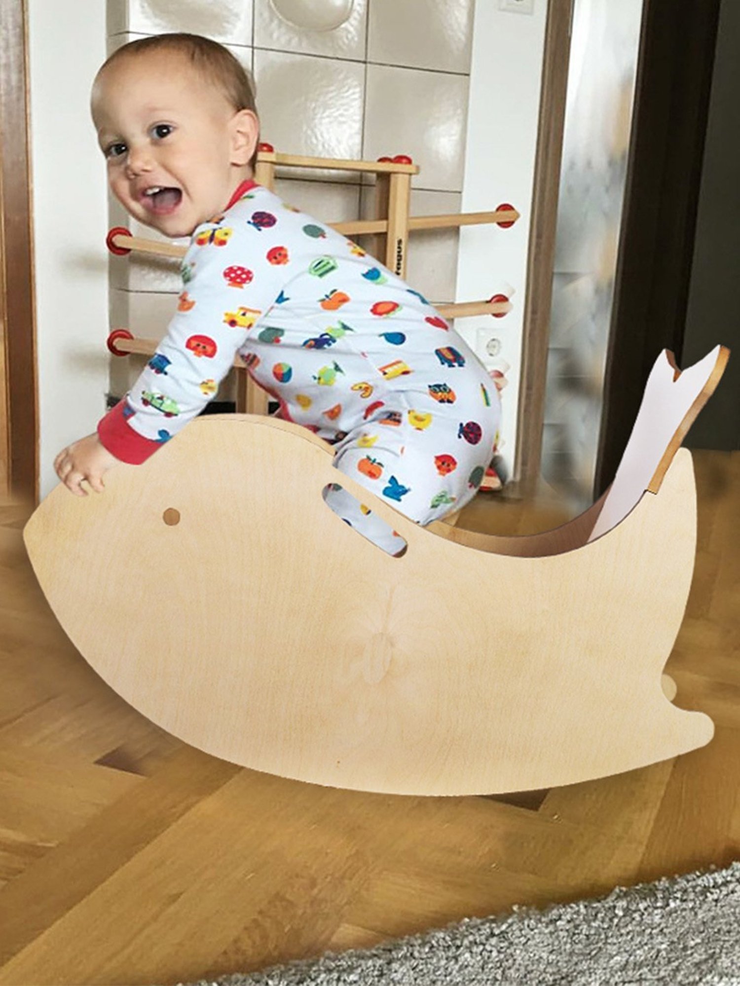 Kiddery Brown Montessori Inspired Whale Rocking Chair for Kids (Age 3-8 Years)